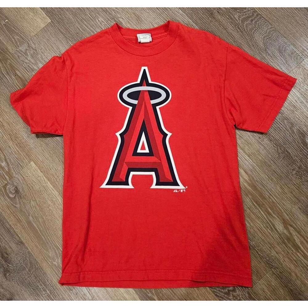 Majestic Wome's Los Angeles Angels Red Graphic T-Shirt Size medium